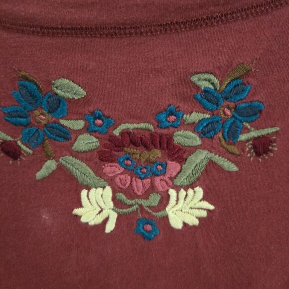 Sundance Burgundy Fully Embroidered Top Size M - Picture 4 of 7